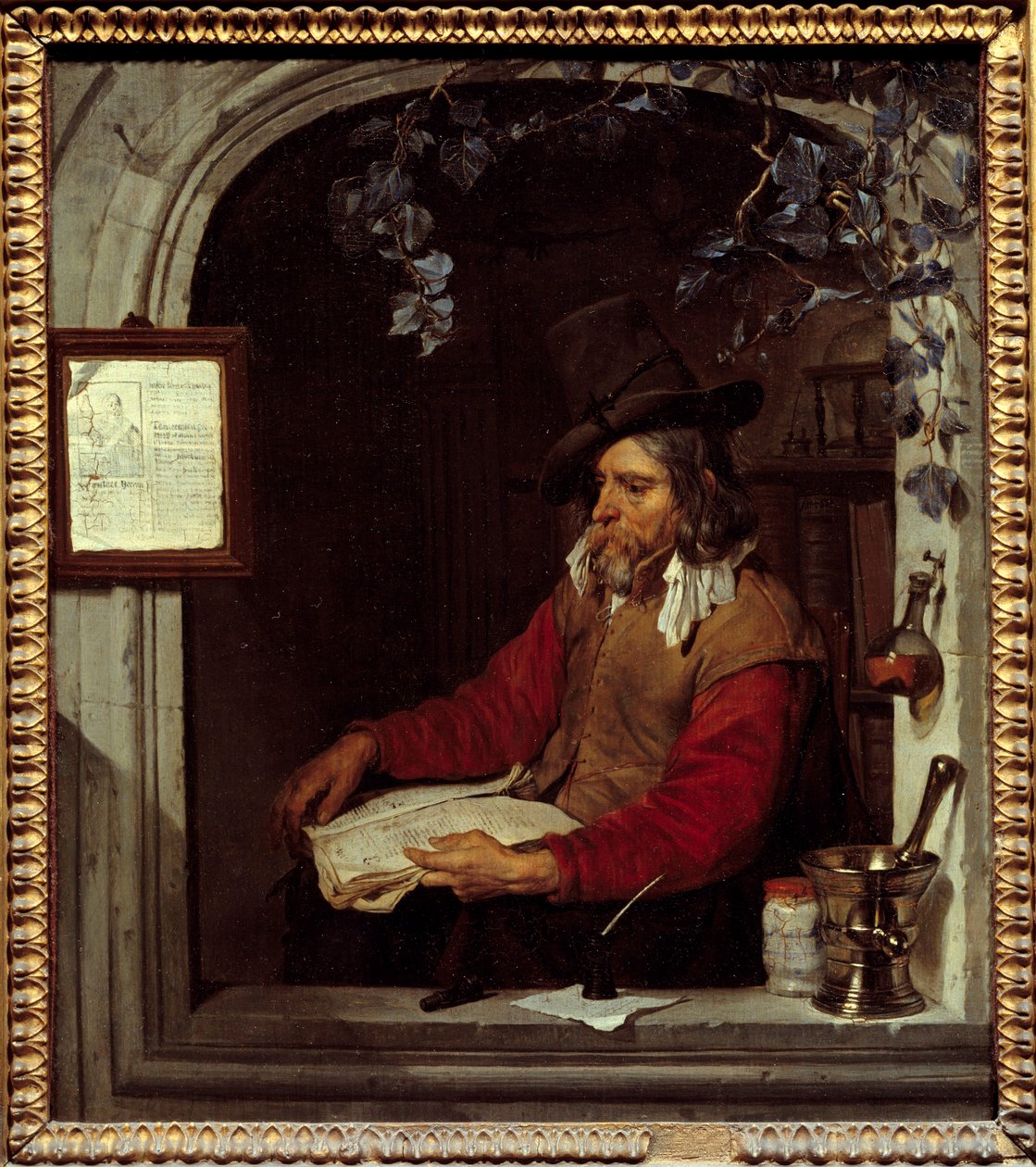 Apteekki tai kemisti. Gabriel Metsun (1629-1667) maalaus Ec. Hol. tekijältä Gabriel Metsu