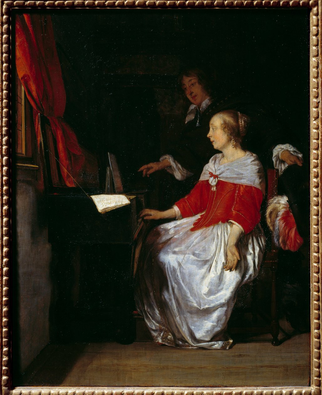 Virginalin luento. Gabriel Metsun (1629-1667) maalaus, mm. holl. tekijältä Gabriel Metsu