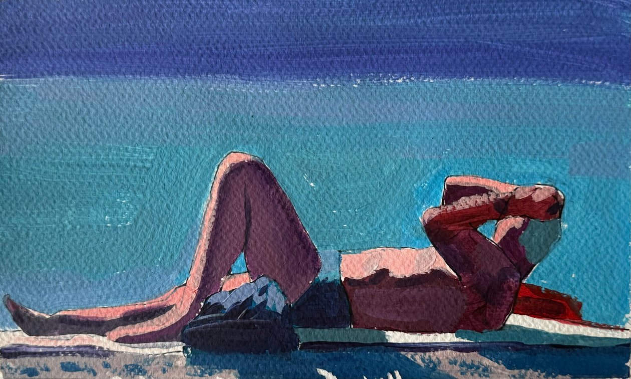 Nap By The Sea, 2024 (akryyli paperille) tekijältä Gabriel Palma