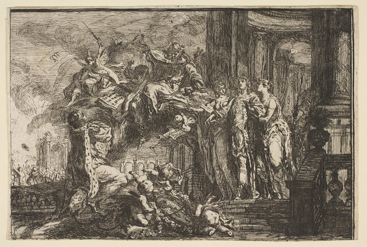 Allegoria Dauphinin toipumisesta, 1752. tekijältä Gabriel de Saint Aubin
