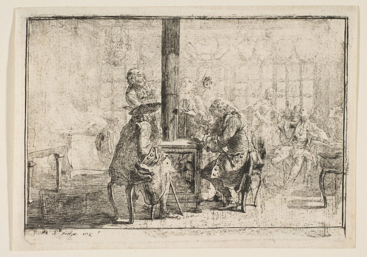 Nouvellistes, 1752. tekijältä Gabriel de Saint Aubin