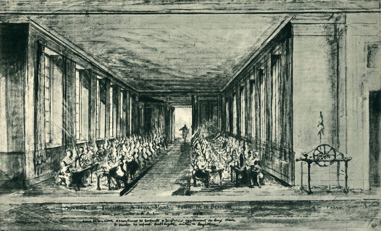 Spinning room, c1776, 1943. tekijältä Gabriel de Saint Aubin