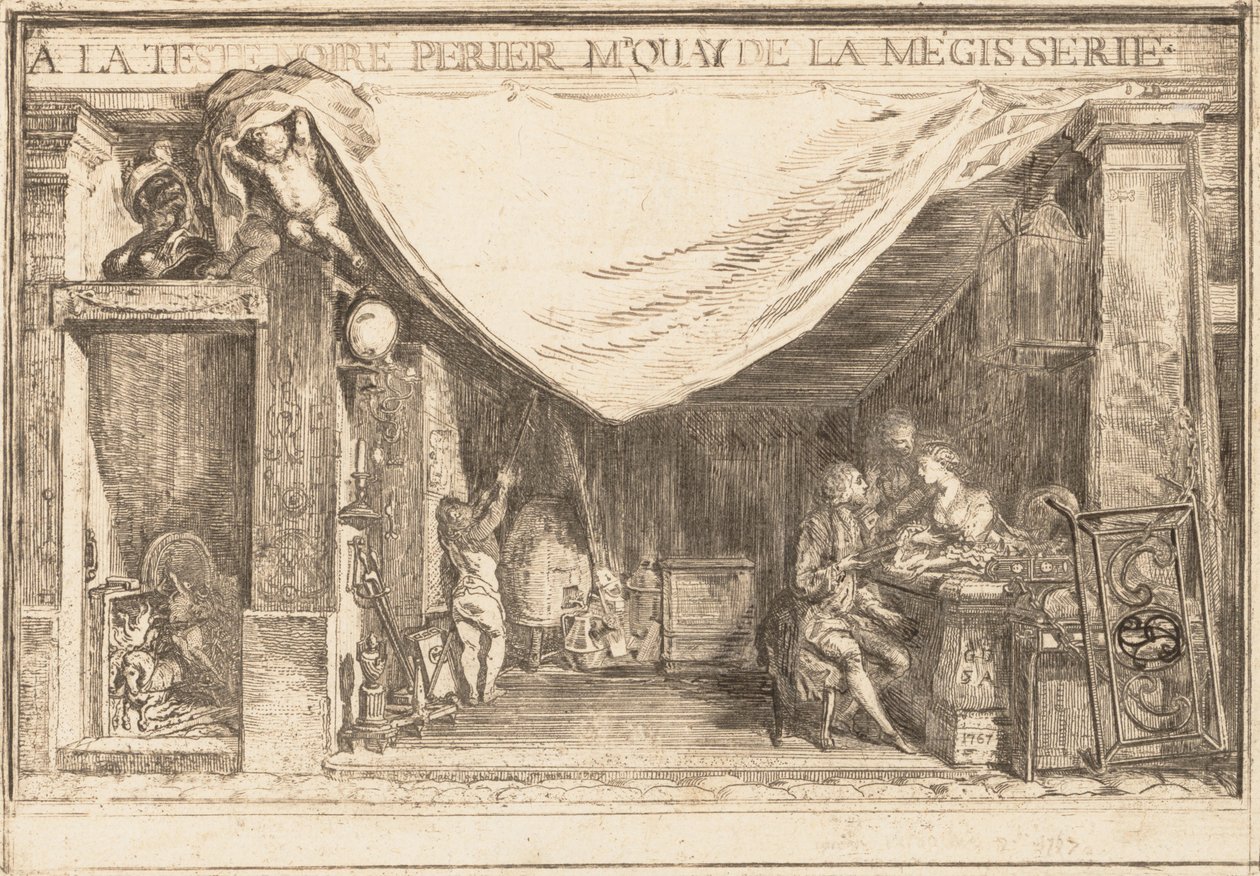 M.Périerin myymälä, rautakauppias, 1767. tekijältä Gabriel de Saint Aubin