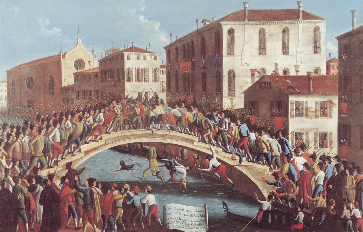 Taistele kepeillä Ponte Santa Foscalla, Venetsiassa tekijältä Gabriele Bella