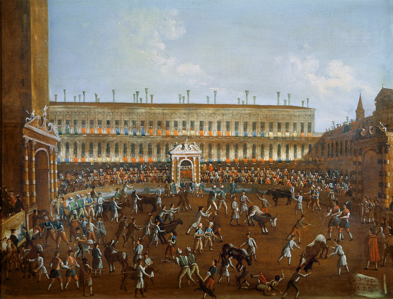 Härkätaistelu Puolan prinssin Frederick Christianin kunniaksi, 1740 tekijältä Gabriele Bella