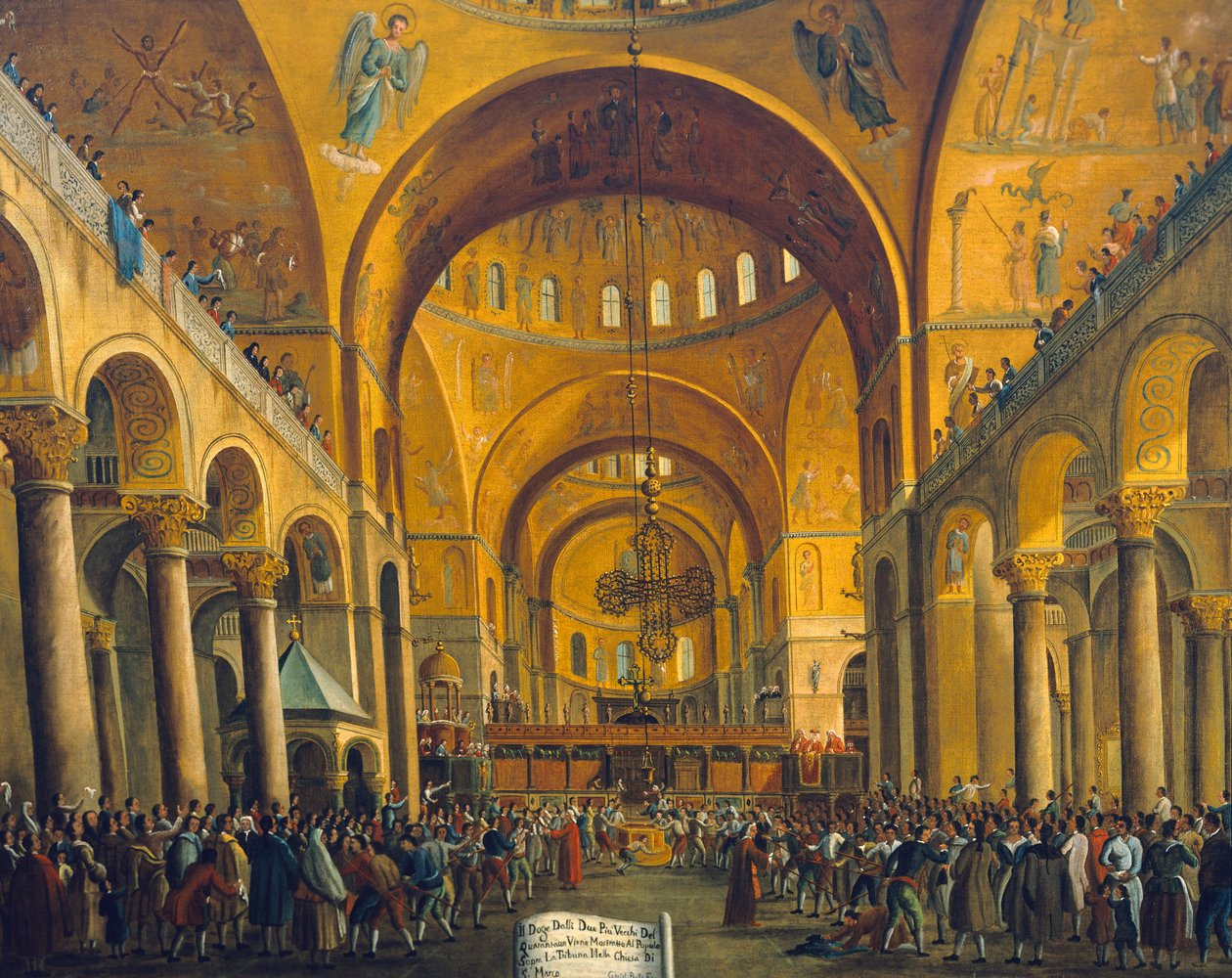 Gabriel Bella (1730-1799) näyttää dogen ihmisille San Marcosissa Venetsiassa tekijältä Gabriele Bella