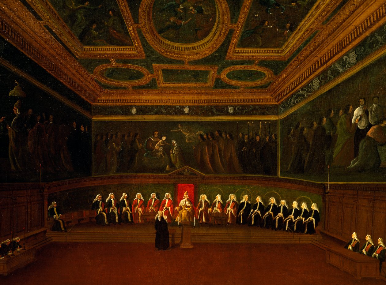 Kymmenen neuvostosali Venetsiassa, Gabriel Bella (1730-1799), öljy kankaalle, 94x147 cm, Italia tekijältä Gabriele Bella