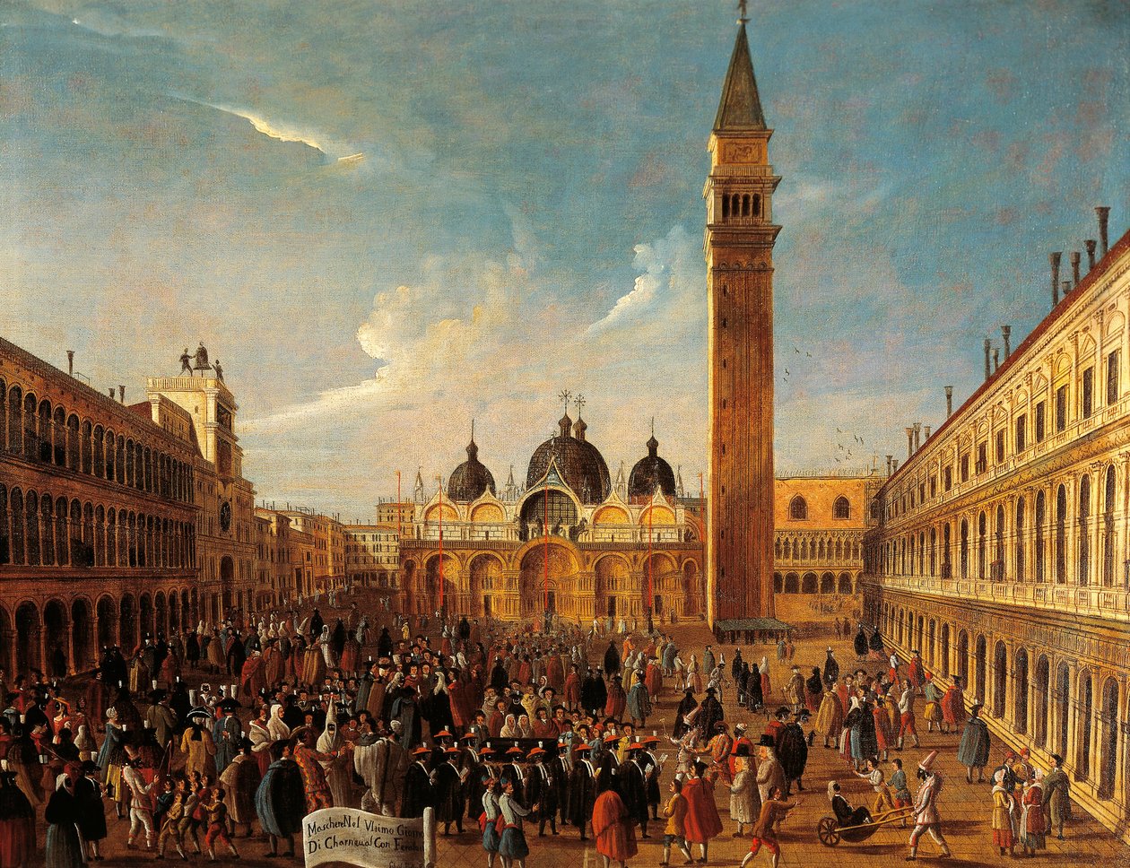 Italia, Veneto, Venetsia, viimeinen karnevaalipäivä San Marcon aukiolla, lähikuva tekijältä Gabriele Bella