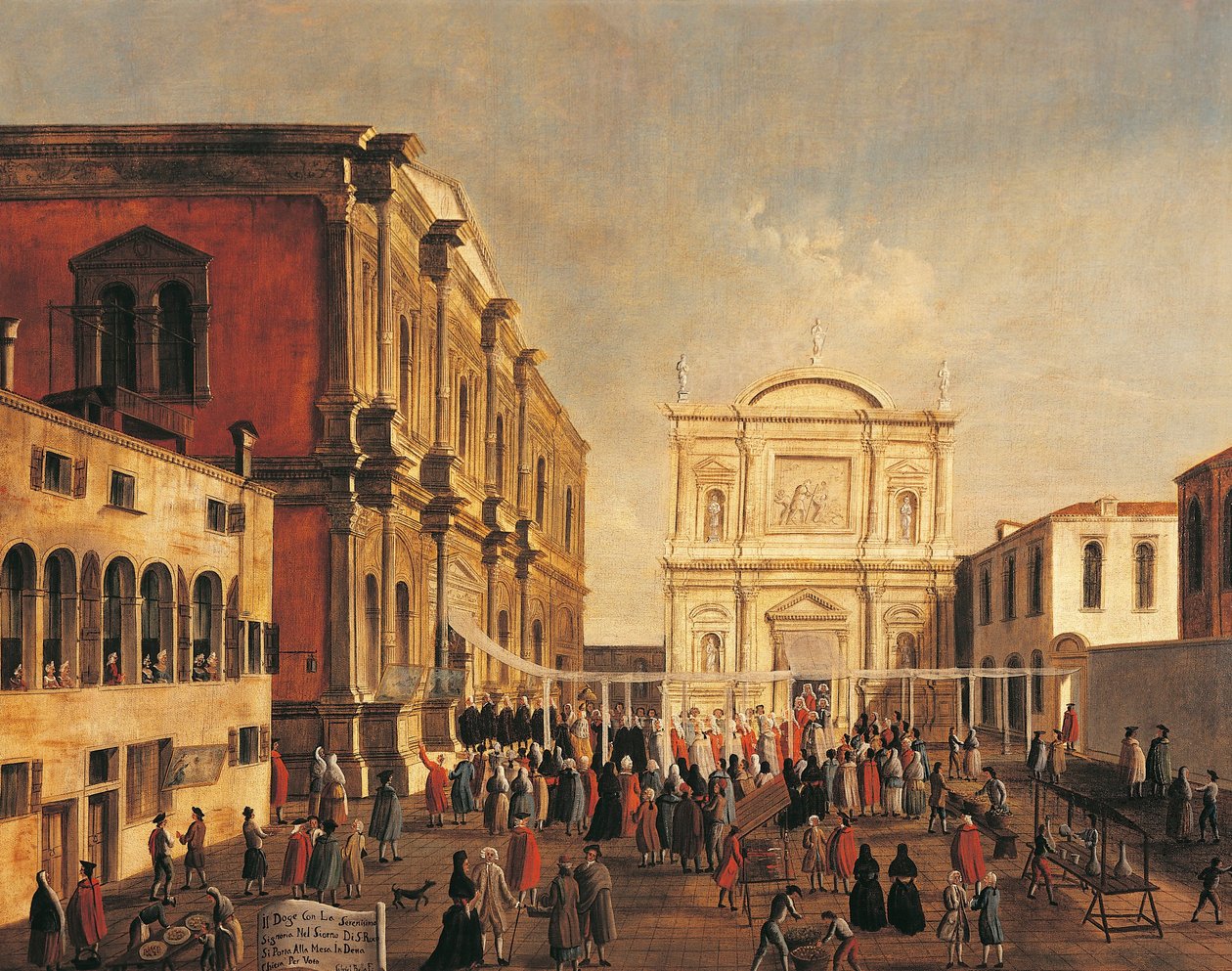 Italia, Veneto, Venetsia, Venetsian dogi ja Signoria San Roccon kirkon luona pyhän päivänä tekijältä Gabriele Bella