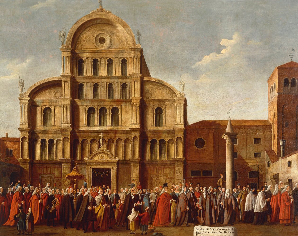 Italia, Veneto, Venetsia, Venetsian dogi San Zaccarian kirkon luona tekijältä Gabriele Bella