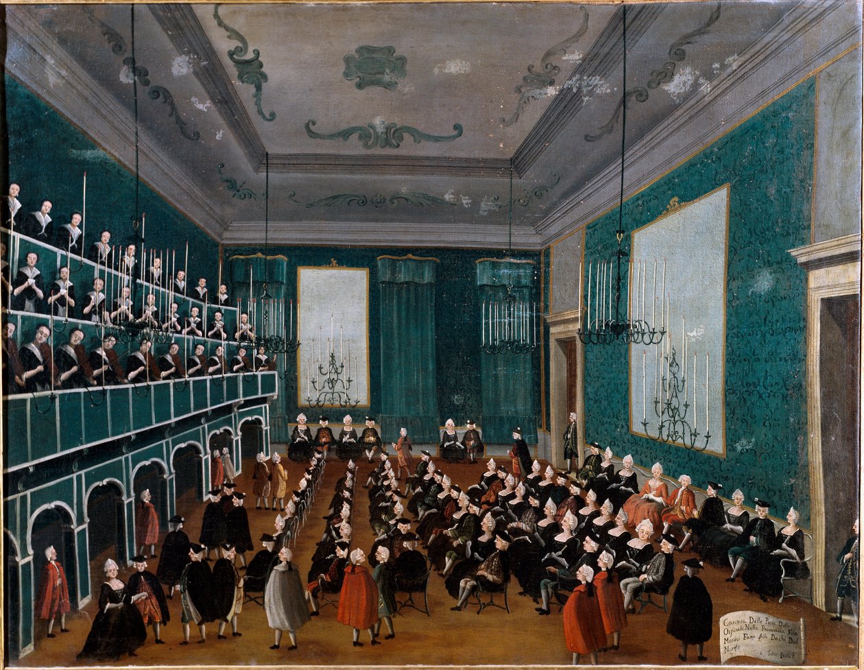 Venetsian sairaaloissa kerätty ja Antonio Vivaldin aikaan kuoroihin kuulunut Ospitalin orvoryhmän cantata delle putte. Gabriel Bellan (1730-1799) maalaus 1700-luvun Palazzo Querini Stampalia Venetsia tekijältä Gabriele Bella