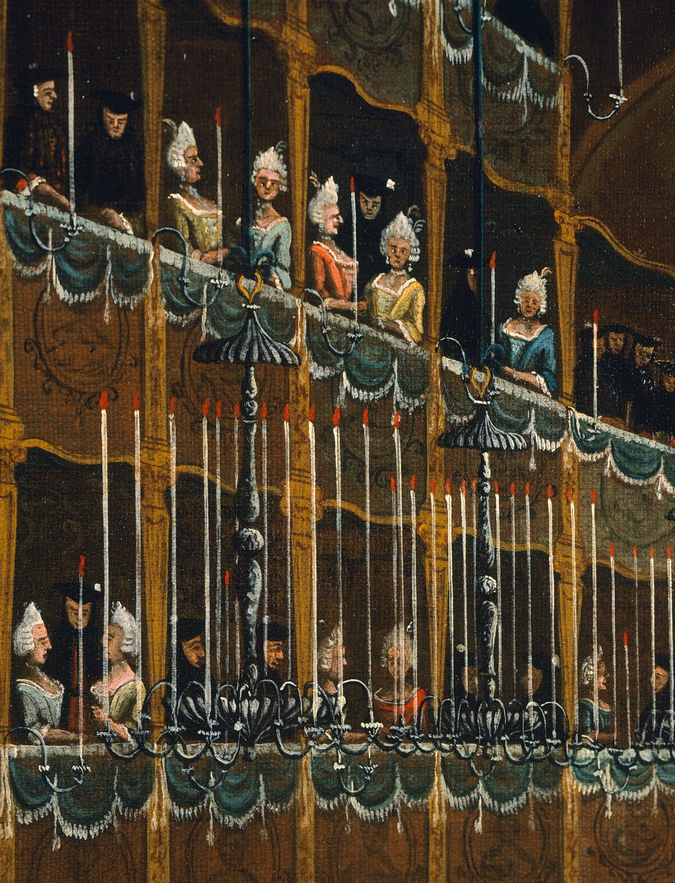 Lounas San Beneton teatterissa, jonka dogi tarjoaa pohjoisen ruhtinaiden kunniaksi, Venetsia, Gabriel Bella (1730-1799) Öljy kankaalle, Yksityiskohta tekijältä Gabriele Bella