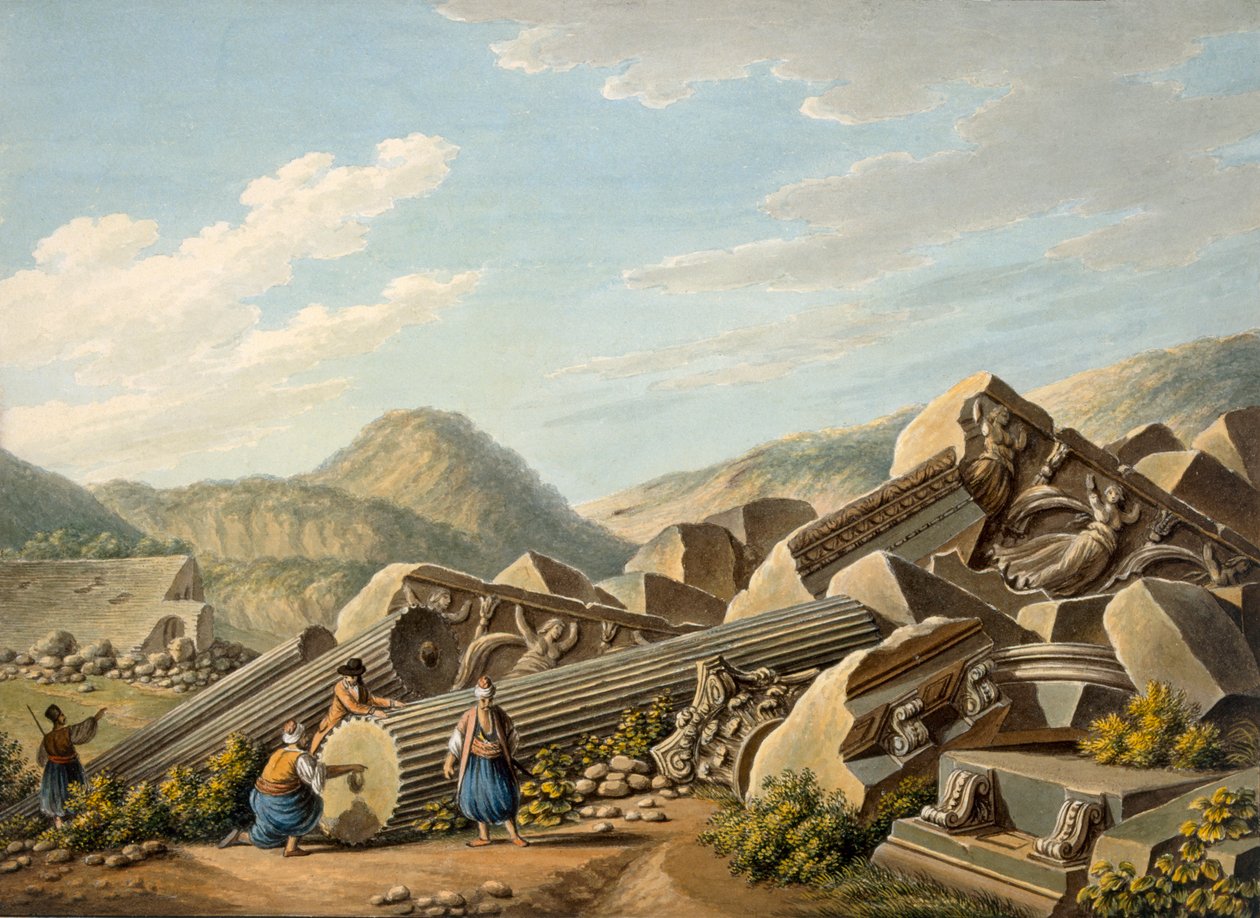 Roomalaisen temppelin rauniot Efesoksessa 1790-luvulla tekijältä Gaetano Mercati