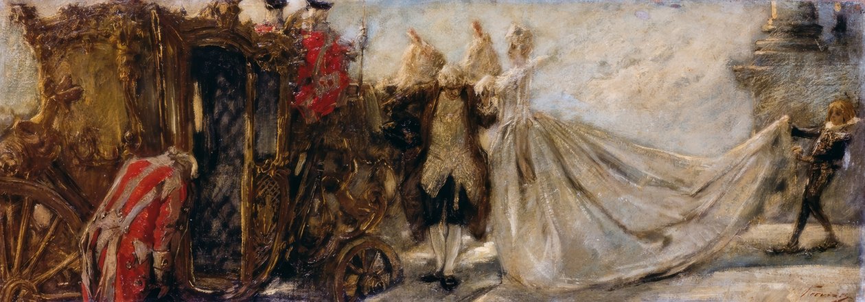 Poistumassa kirkosta, kirjoittanut Gaetano Previati tekijältä Gaetano Previati
