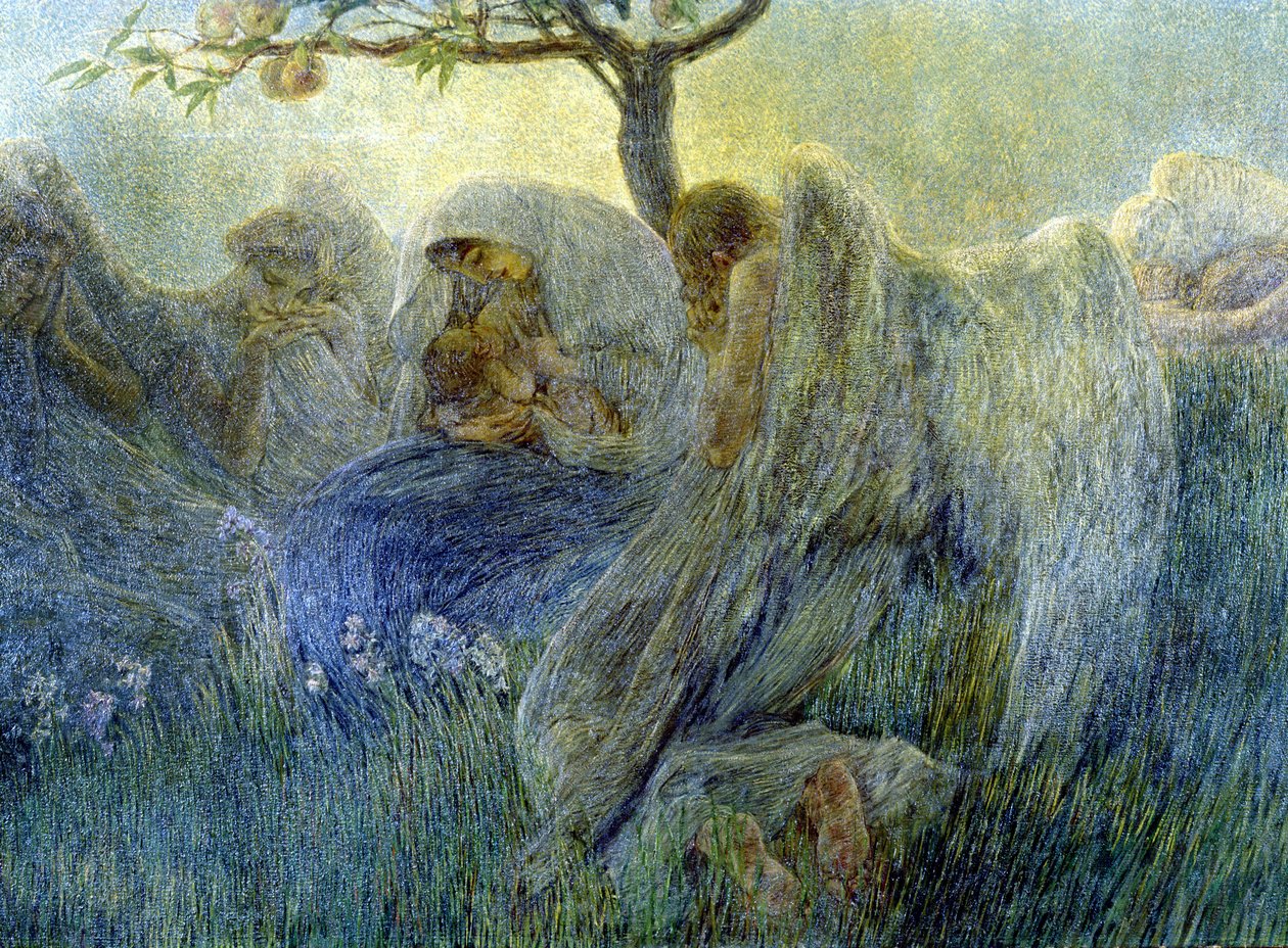 Äitiys, maalaus Gaetano Previati tekijältä Gaetano Previati