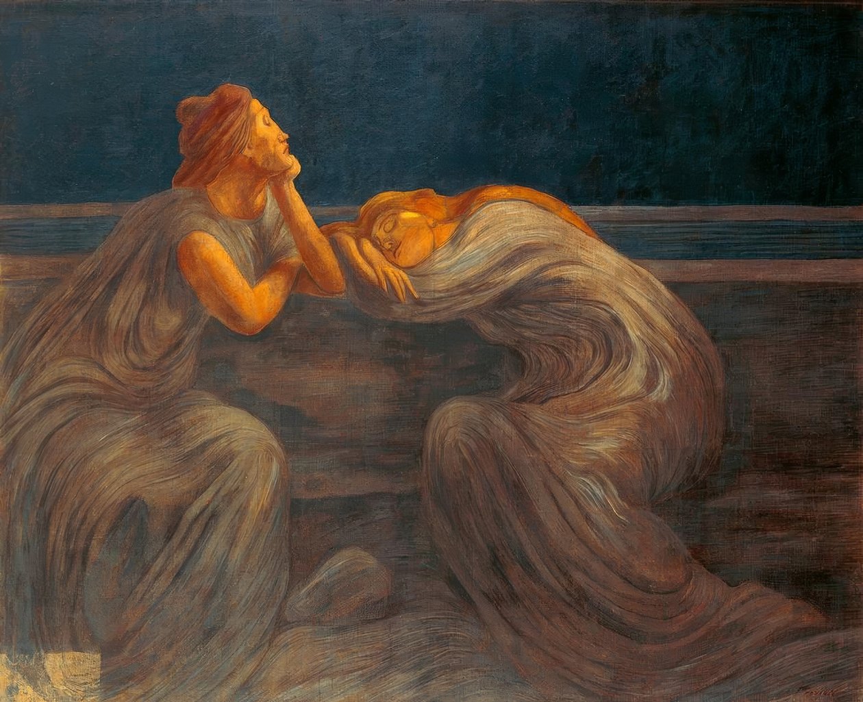 Nocturne, 1908, kirjoittanut Gaetano Previati (1852–1920). tekijältä Gaetano Previati