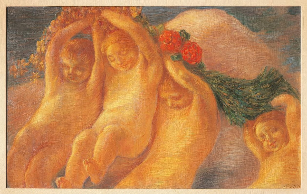 Putti seppeleellä, 1906-1908, tekijältä Gaetano Previati