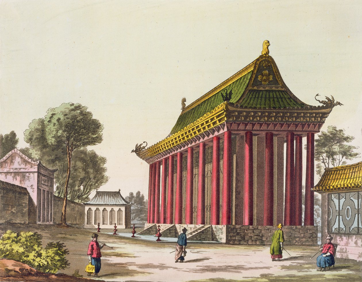 Yuen-Ming-Yuanin eurooppalainen palatsi, kuvitus Giulio Ferrarion teoksesta Le Costume Ancien et Moderne, julkaistu 1820-30-luvulla tekijältä Gaetano Zancon