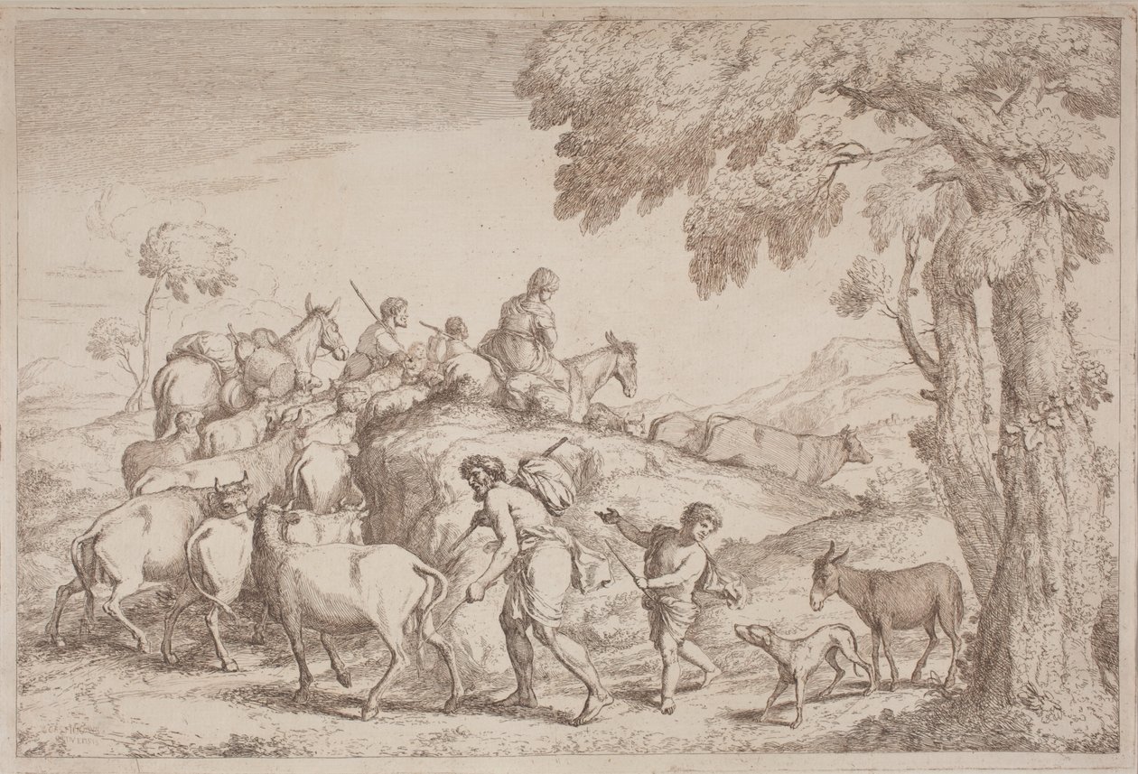 Iäkäs paimen takaa nähtynä tekijältä Gaetano Zompini, after Giovanni Benedetto Castiglione