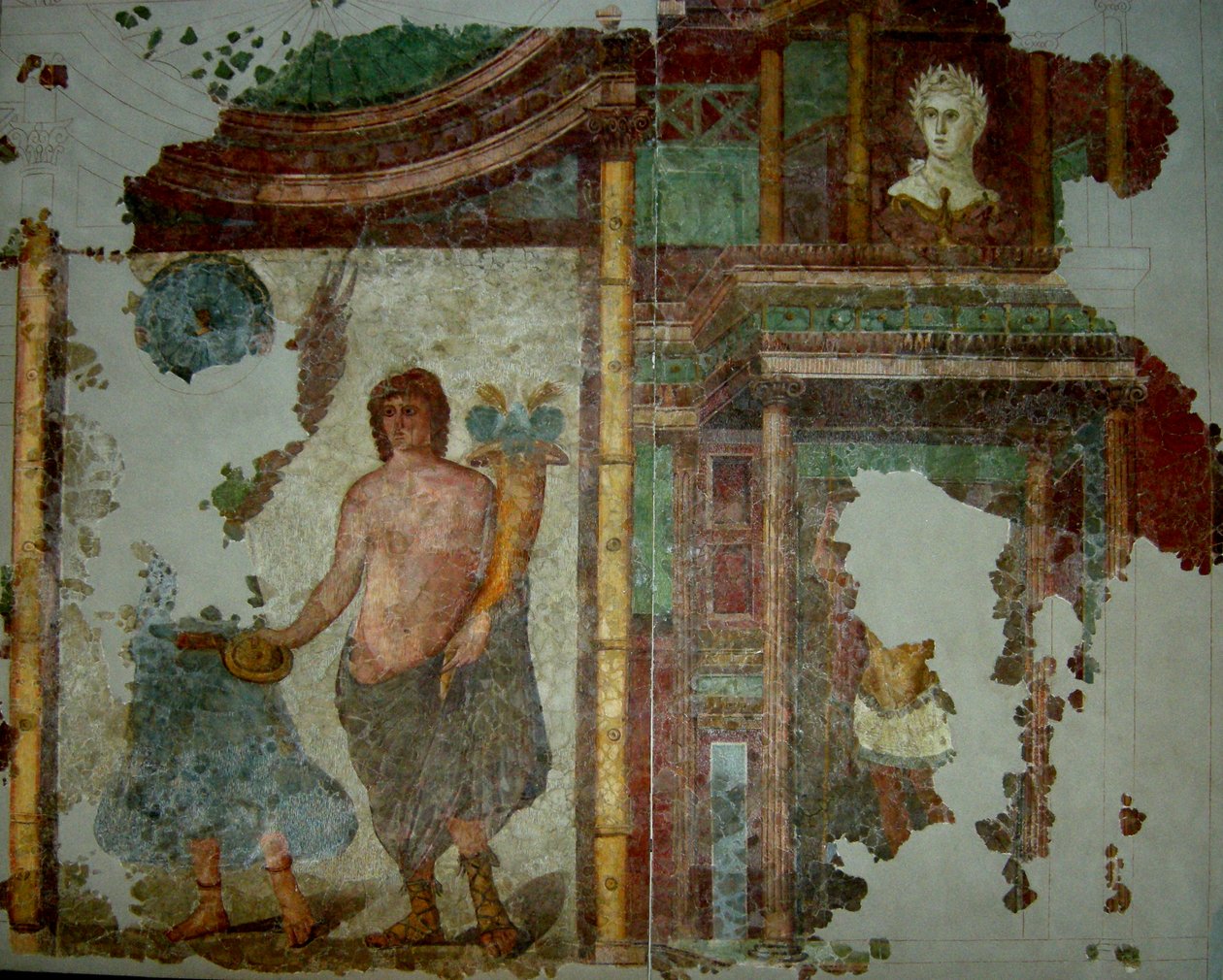 Seinämaalaus huvilasta lähellä Narbonnea, 1.-3. vuosisadalla jKr (seinämaalaus) tekijältä Gallo Roman