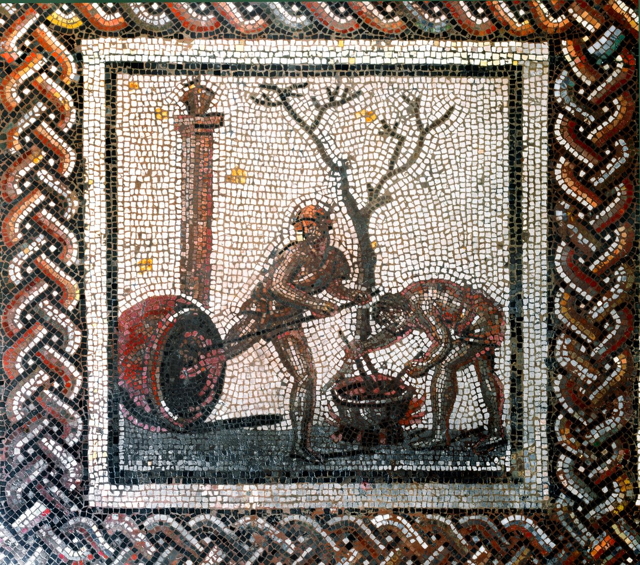 Jar pottering kohtaus. (mosaiikki, 2. vuosisadan loppu, 3. vuosisadan alku) tekijältä Gallo Roman