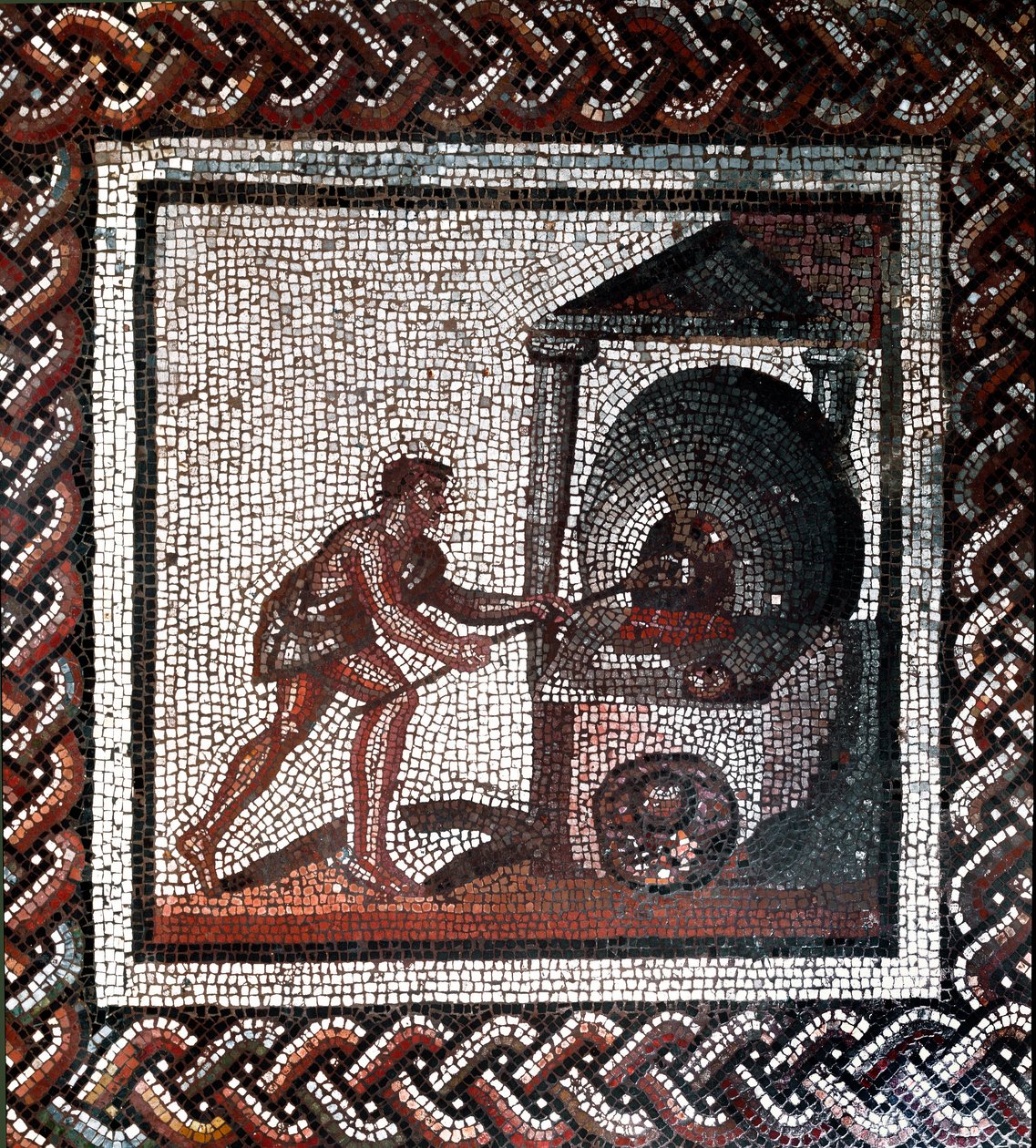 Leivän valmistus kohtaus. (mosaiikki, 2. vuosisadan loppu, 3. vuosisadan alku) tekijältä Gallo Roman
