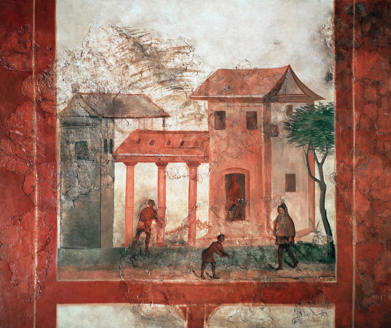 Maalaismainen huvila (fresko, n. 200) tekijältä Gallo Roman