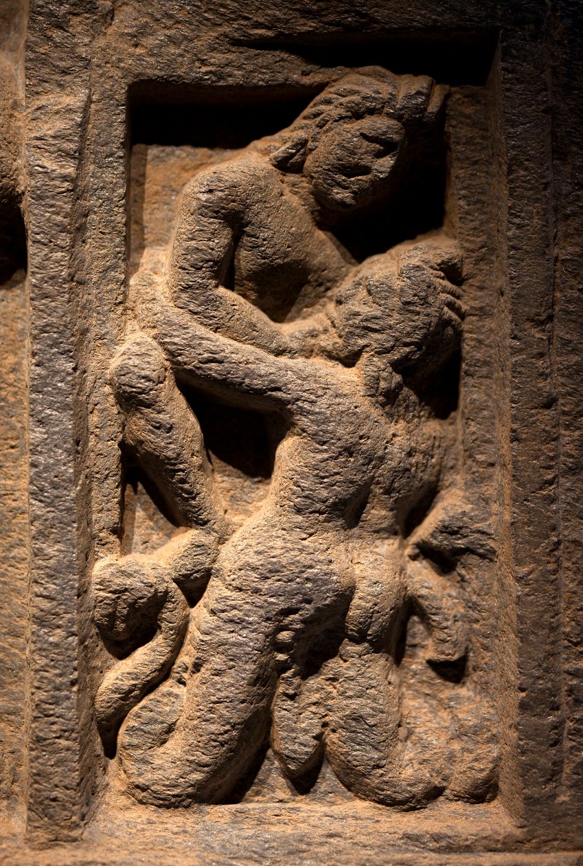 Triton. Matala kohokuvio veistetty, Gandharan taide (Pakistan), 2.-3. vuosisadalla. Korean kansallismuseo, Soul (Etelä-Korea). tekijältä Gandhara School