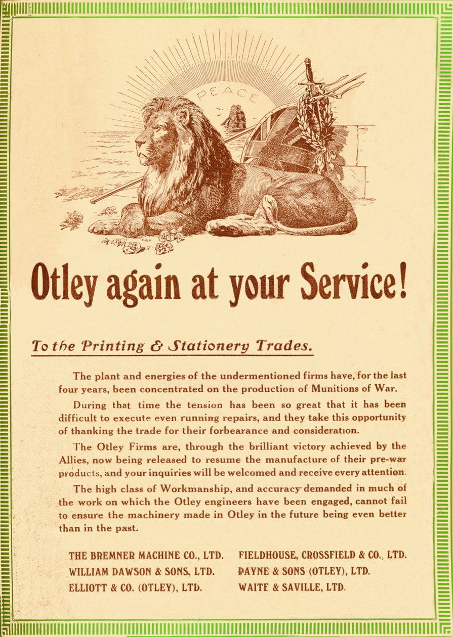 Otley taas palveluksessasi - Paino- ja paperitavarakauppaan, 1919 tekijältä Garratt and Atkinson