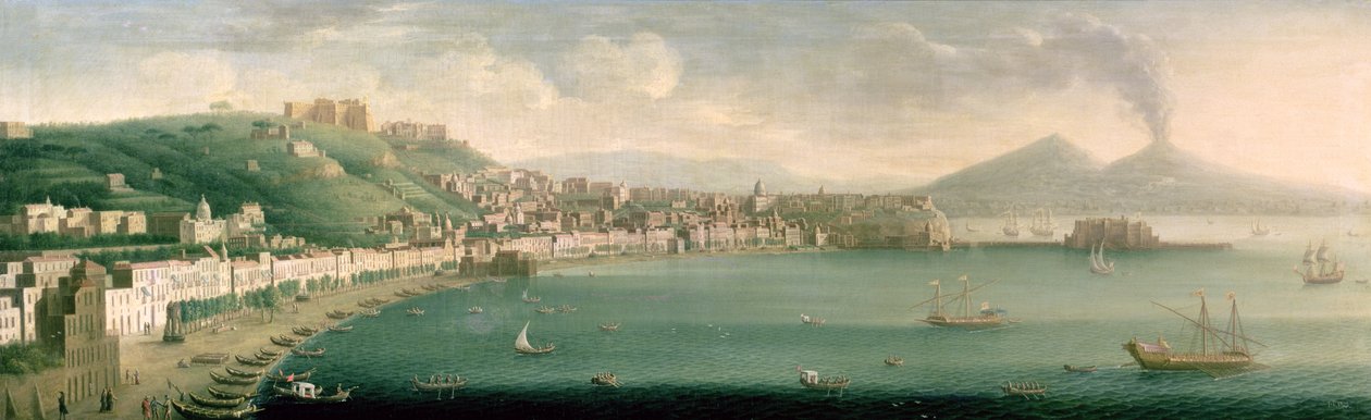 Näkymä Napoliin lännestä, 1730 tekijältä Gaspar Butler