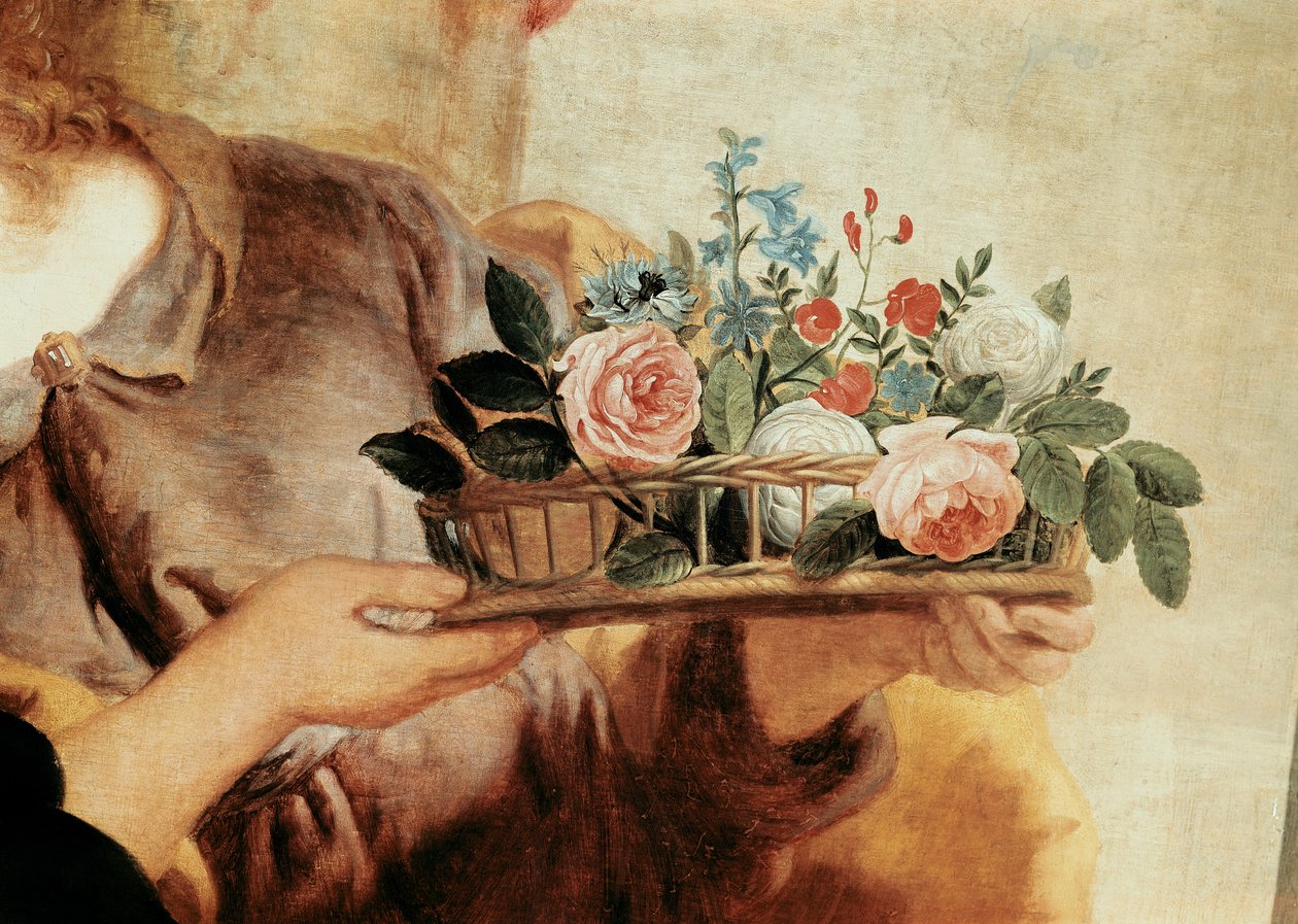 Our Lady of the Rosary, yksityiskohta kukkakorista tekijältä Gaspar De Crayer