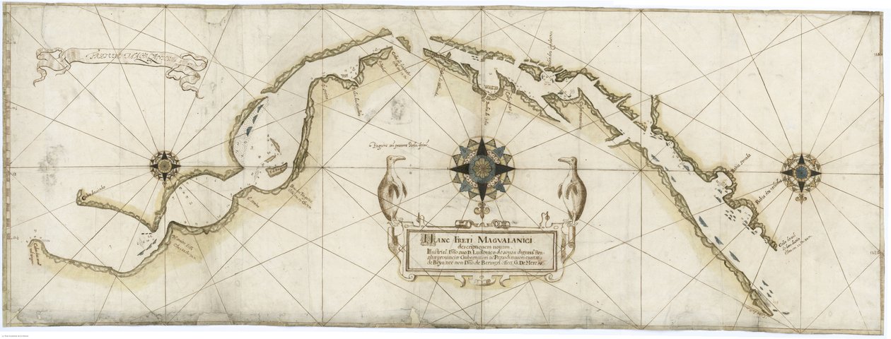 Yleinen kartta Magellaanin salmesta, jonka Gaspar de Mere teki vuonna 1617 Jan Outgherszin karttojen perusteella tekijältä Gaspar de Mere