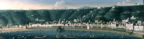 Näkymä Napoliin mereltä Castel dellOvon ja Chiaian esikaupunkien kanssa, 1731 tekijältä Gaspar Butler
