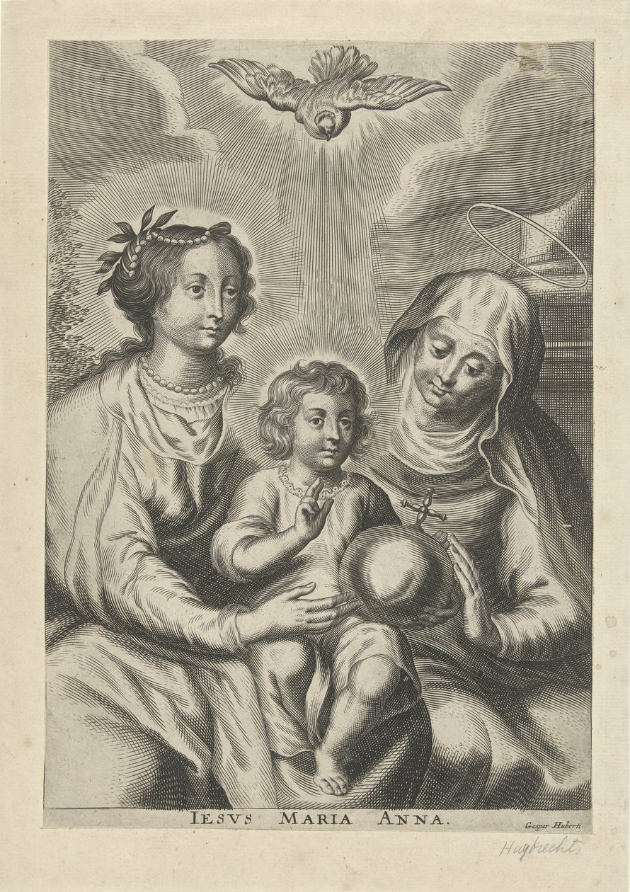 Anna kolmessa Iesus Maria Anna (otsikko esineessä) tekijältä Gaspar Huybrechts