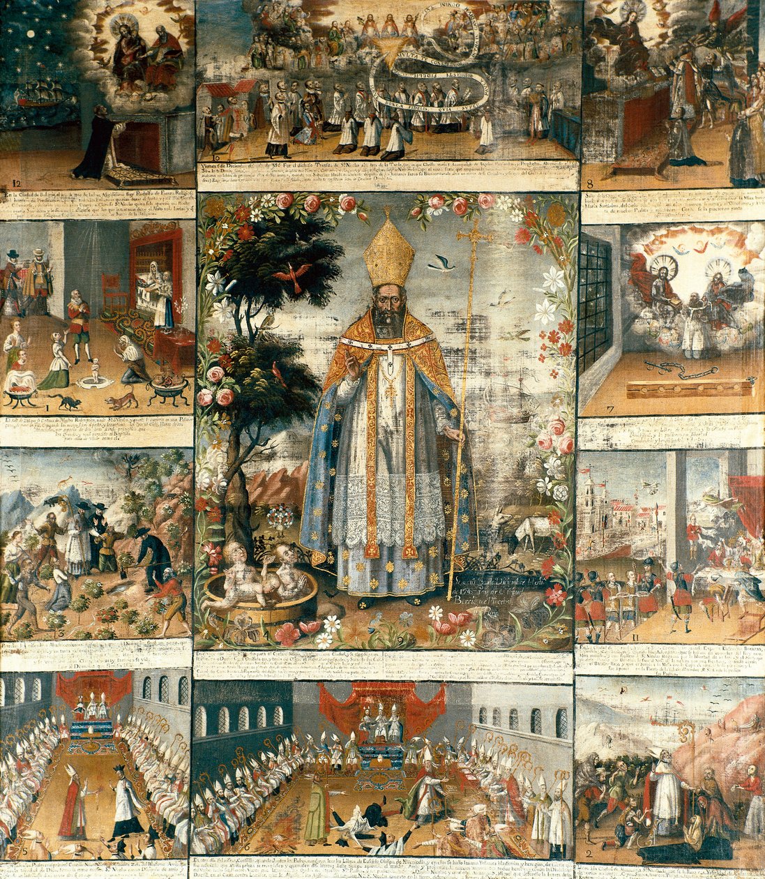 Alttaritaulu Pyhän Nikolauksen Myra- tai Barilaisen elämästä (270-345) tekijältä Gaspar Miguel de Berrio
