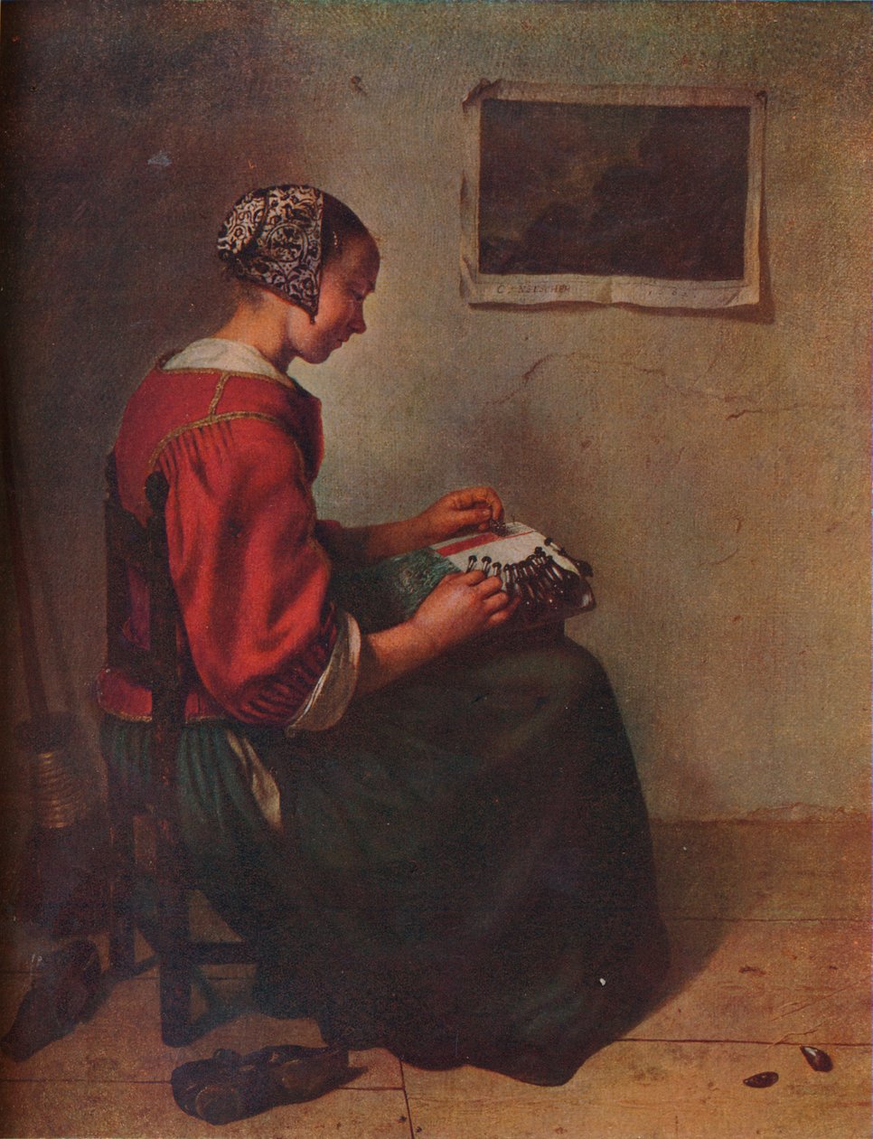 "The Lace Maker", 1662 tekijältä Gaspar Netscher
