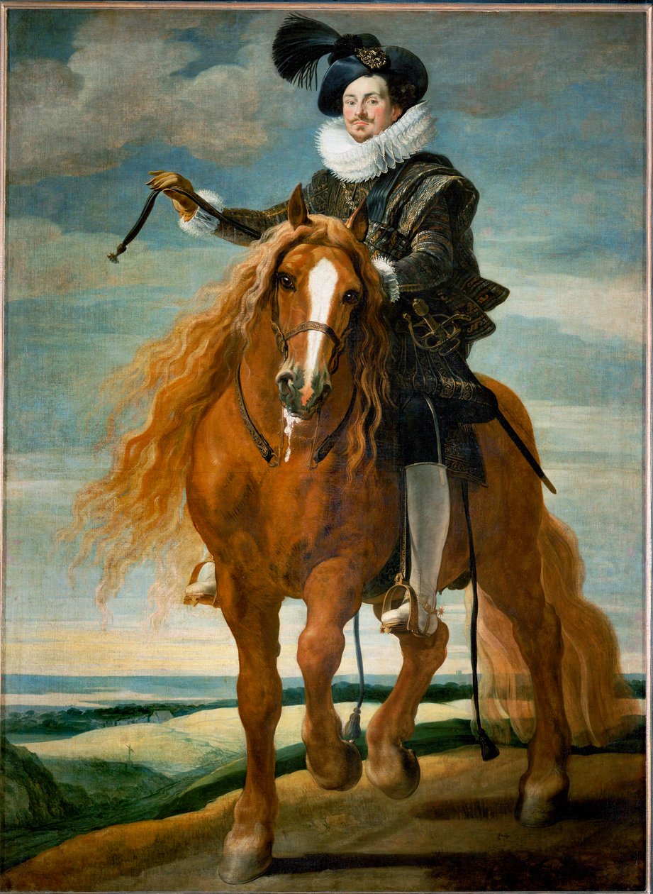 Don Diego Messia Felipe de Guzman, Marques de Leganesin ratsumuotokuva ... (maalaus kankaalle) tekijältä Gaspar De Crayer