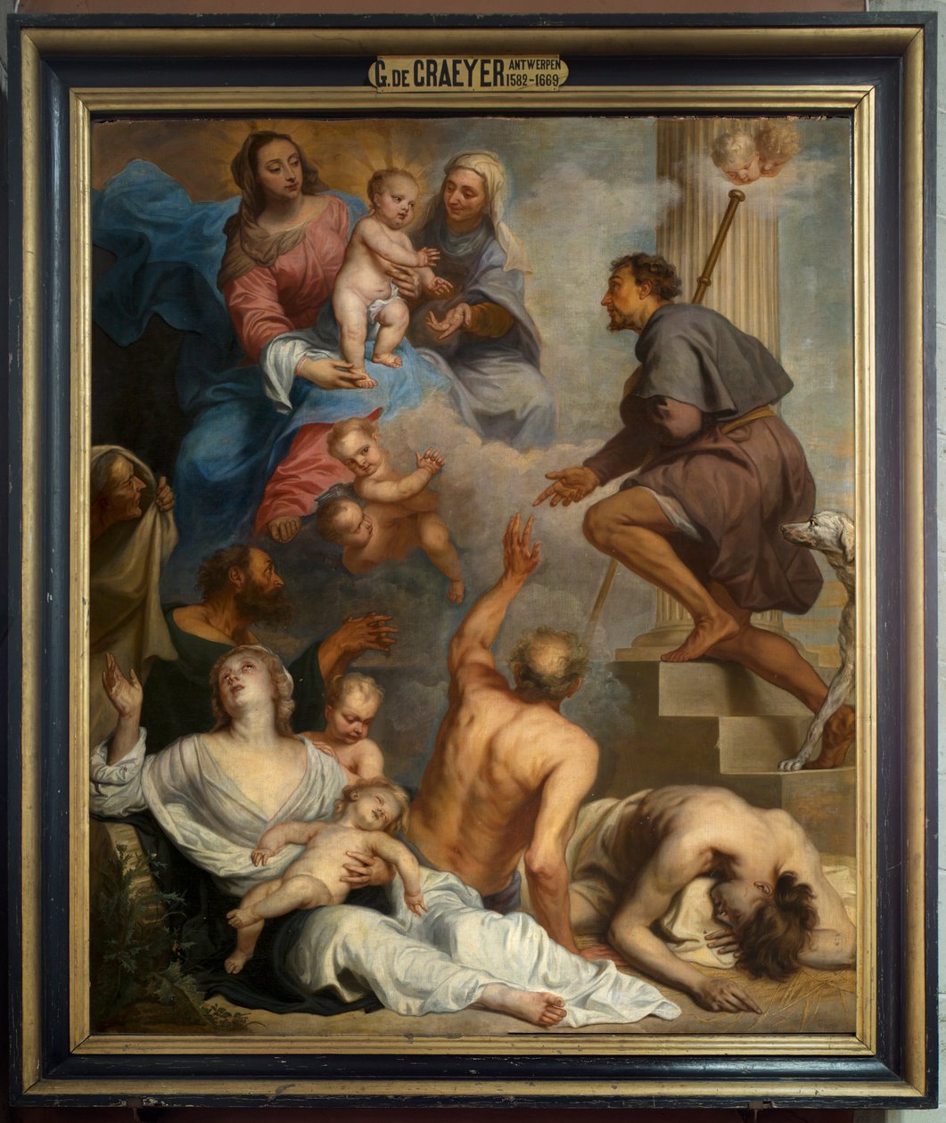 Seurakuntakirkko (Parish Church Our Lady). Sisustus. maalaus. Saint Roch. Gaspar de Crayer tekijältä Gaspar De Crayer