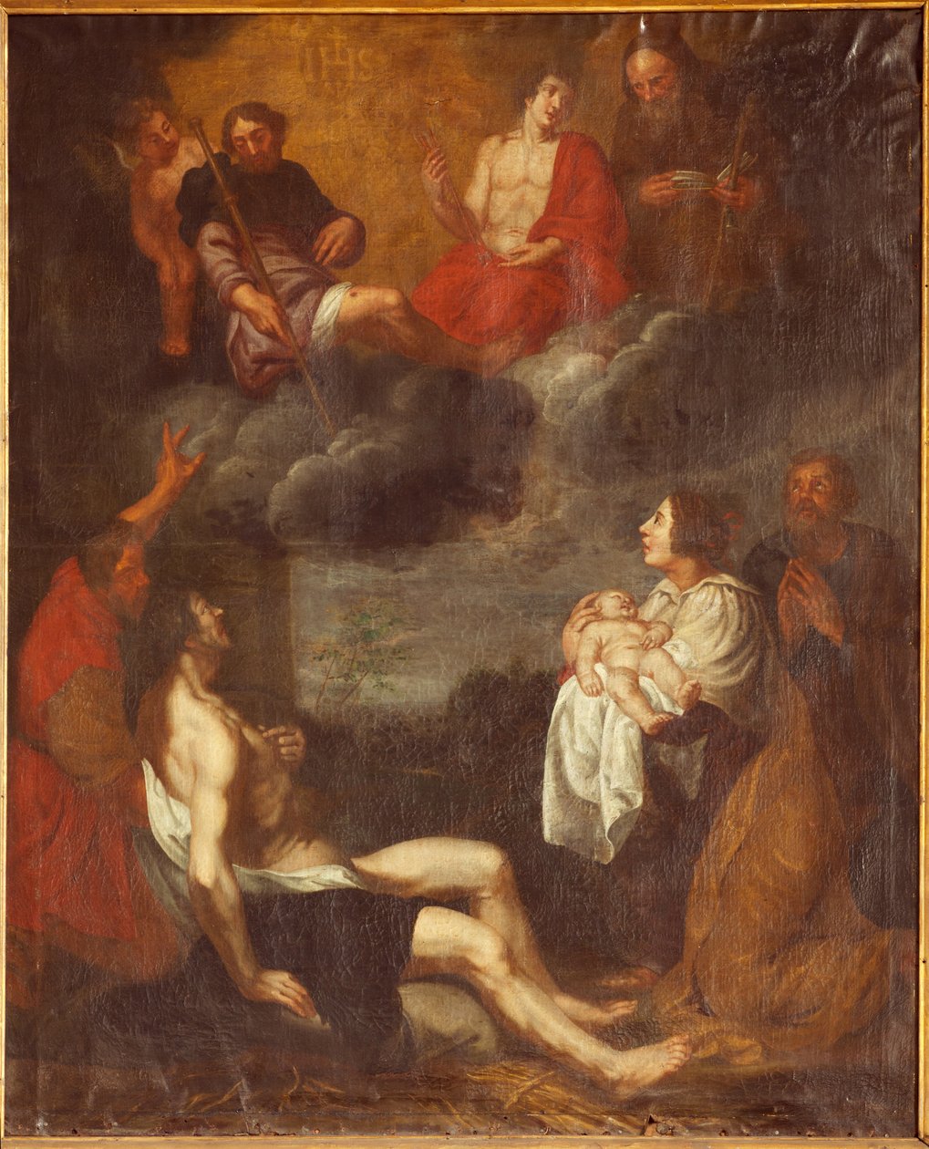 Seurakuntakirkko (Sint-Pieterskerk). Sisustus. Etelä käytävä. Alttari. Maalaus. Kristuksen syntymä. Attr. G De Craeyerille. 17. vuosisata. (maalaus) tekijältä Gaspar De Crayer
