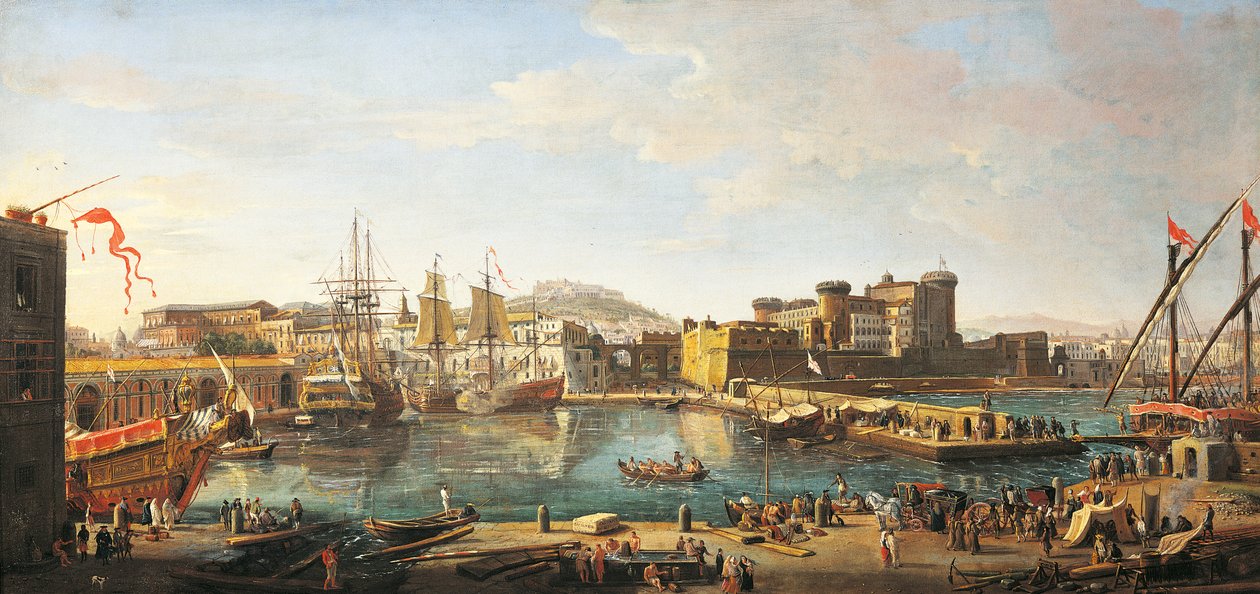 Docklands in Napoli, Gaspar van Wittel (1652 tai 1653-1736) tekijältä Gaspar van Wittel