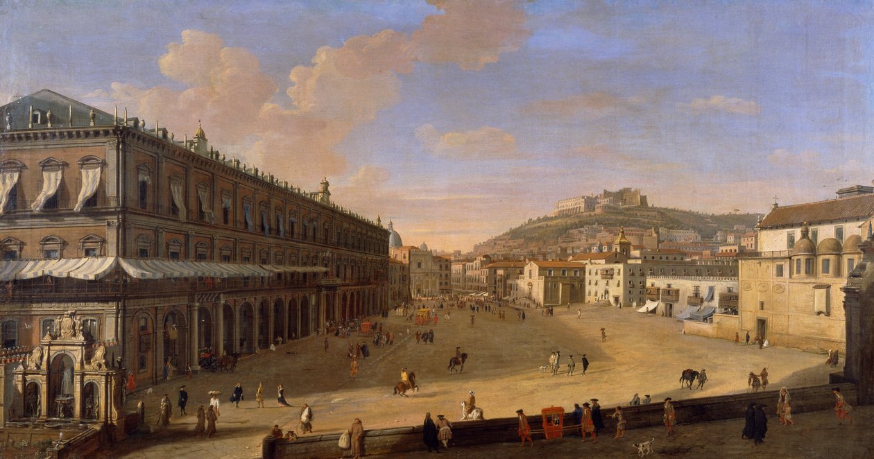 Palatsiaukio Napolissa, kirjoittanut Gaspar van Wittel (1652 tai 1653-1736) tekijältä Gaspar van Wittel