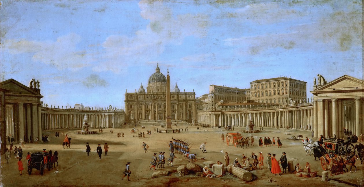 Pyhän Pietarin aukio, Rooma - Caspar Adriaensz. van Wittel (Gaspare Vanvitelli) (1656-1736). Öljy kankaalle, n. 1705. Mitat: 44,5x84,2 cm. Taidehistoriallinen museo, Vienne tekijältä Gaspar van Wittel