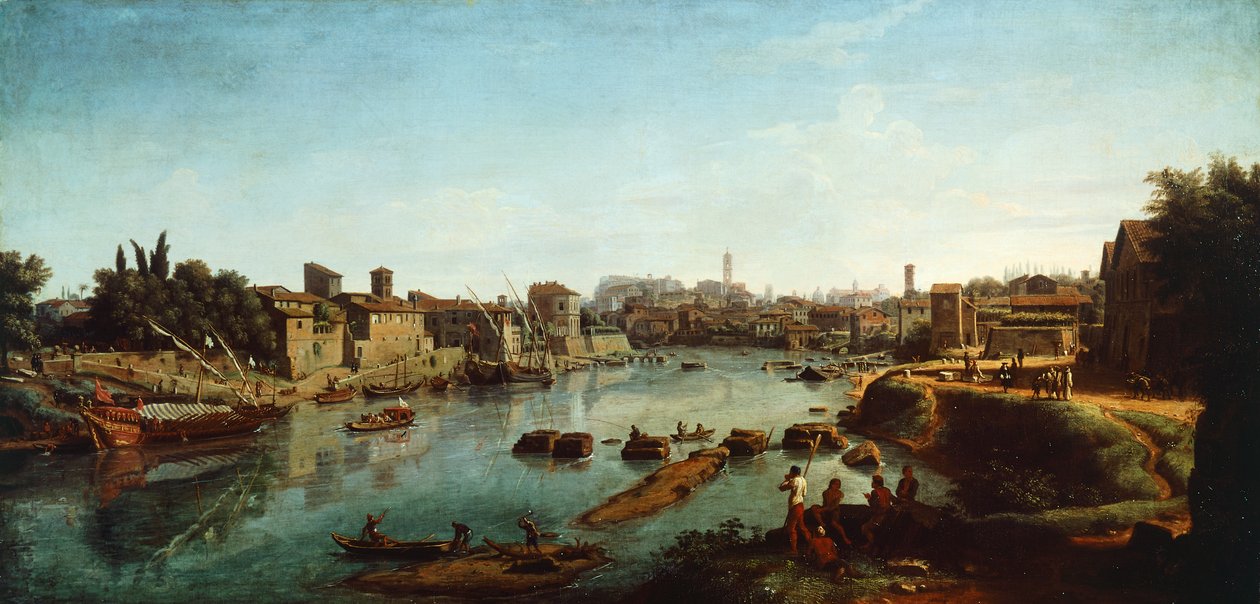 Näkymä Tiberille, Gaspar van Wittel (noin 1652-1736) tekijältä Gaspar van Wittel