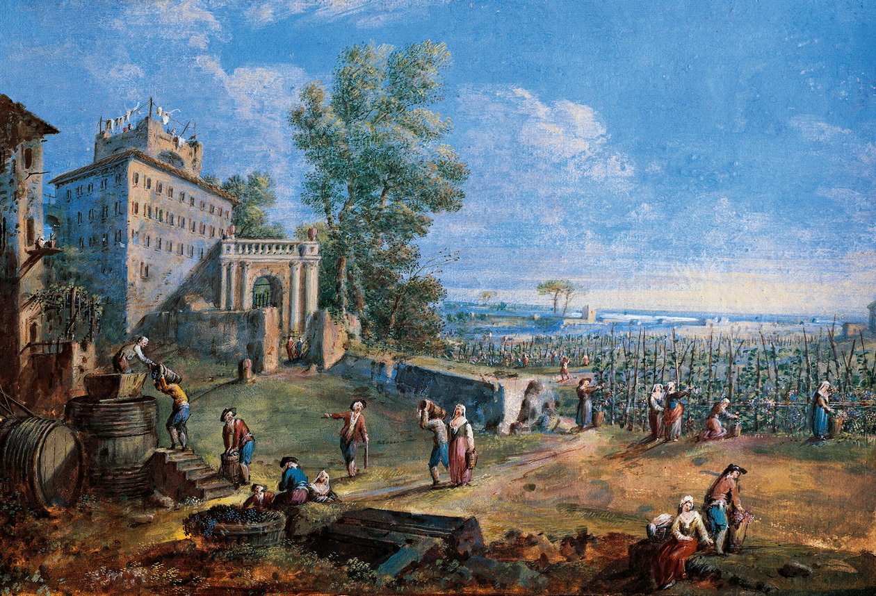 Gaspare Vanvitellin sadonkorjuumaalaus (Gaspar van Wittel, Caspar Van Vitelli) (1653-1736) Prato, Kansalaismuseo tekijältä Gaspar van Wittel