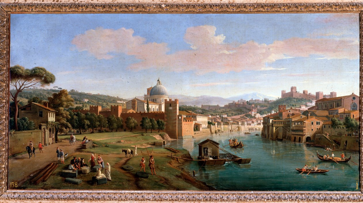 Näkymä Veronasta ja Adige-joen rannoilta - Maalaus, 1600-1700-luvun loppu tekijältä Gaspar van Wittel
