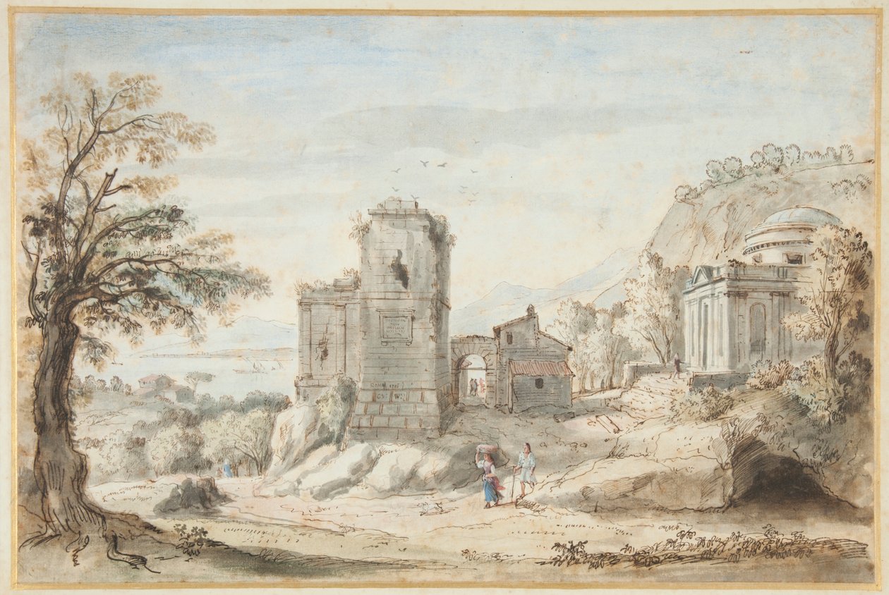 Maisema raunioilla ja temppeli, 1716 tekijältä Gaspar van Wittel