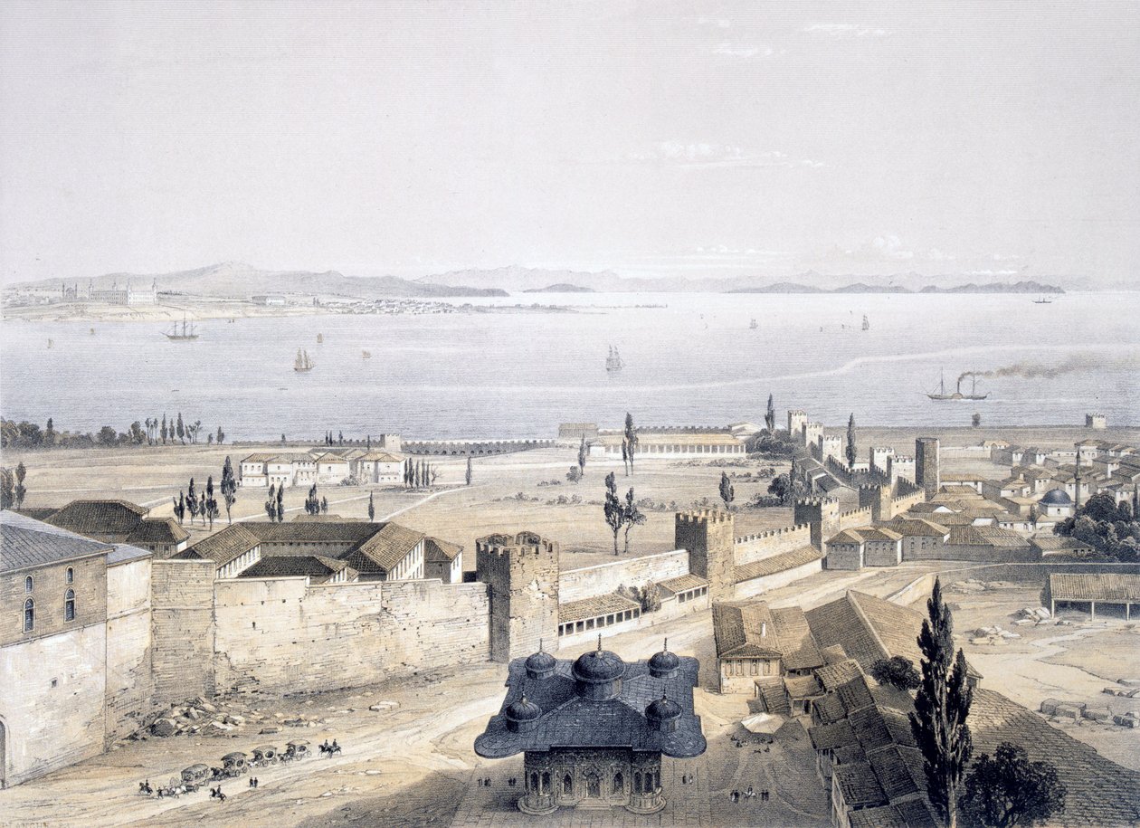 Näkymä Bosporinsalmelle moskeijasta, 1852 tekijältä Gaspard Fossati