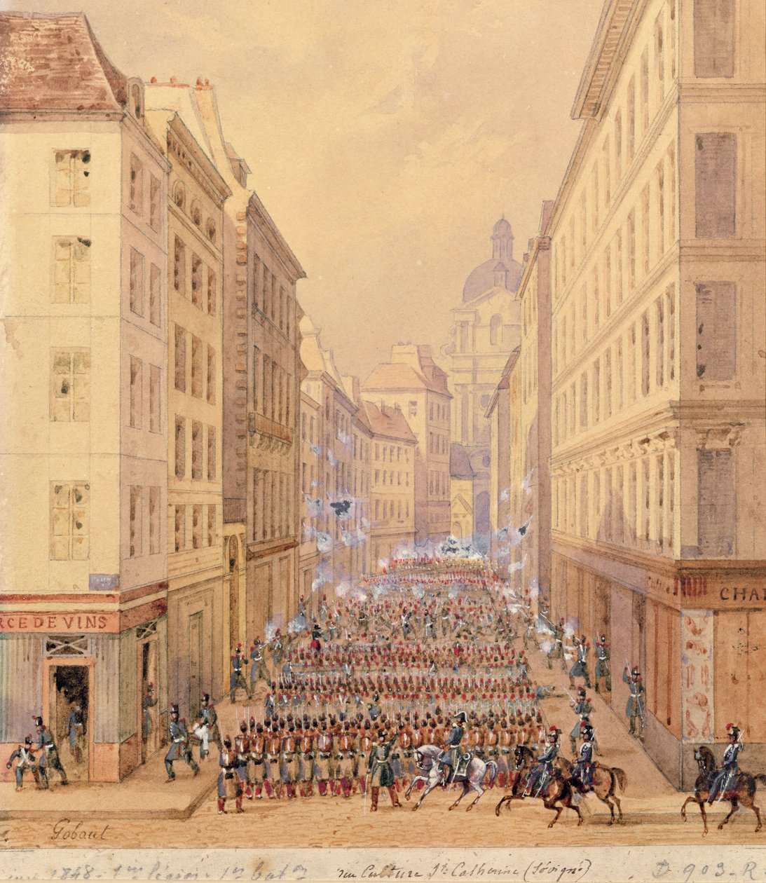 Ensimmäisen pataljoonan maaliskuu, Rue Culture Sainte-Catherine, 1. helmikuuta 1848 tekijältä Gaspard Gobaut