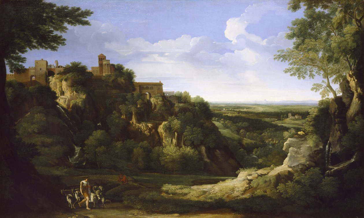 Näkymä Tivolista ja Rooman kaukaisuudessa, 1600-luku tekijältä Gaspard Poussin Dughet