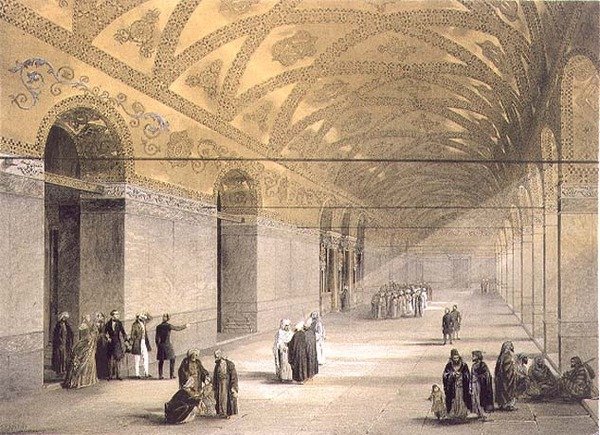 Hagia Sofia, levy 10: sisäänkäynti Upper Galleryyn, kaiverrus Louis Haghe (1806-85), julkaistu 1852 (litho) tekijältä Gaspard (after) Fossati